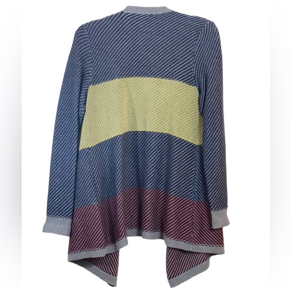 Cabi chunky knit blanket open waterfall cardigan. Size large GUC color block - Picture 2 of 7
